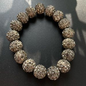 Smoky stretch pave crystal bead bracelet